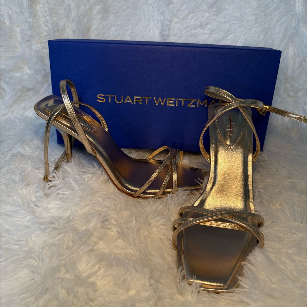 Stuart Weitzman Gold Strappy Heels 🌟